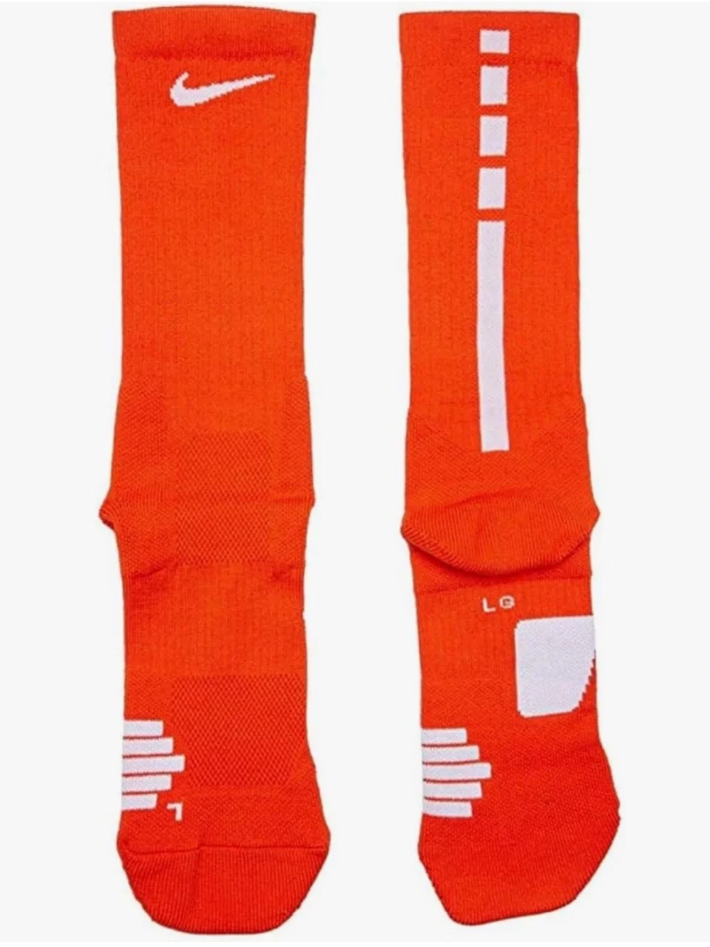 NWT Dri-FIT Elite Crew Basketball Crew Socks Bright Orange with White Accents L